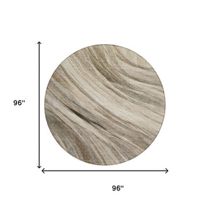 8 Foot Round Abstract Polyester Area Rug Stain Resistant for Patios and High Traffic Rooms