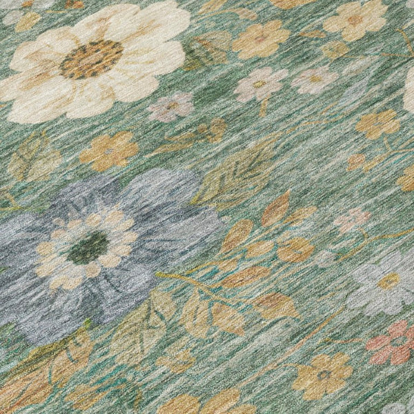 8 Ft Round Floral Polyester Area Rug Washable for Patio Porch Kitchen and Family Rooms