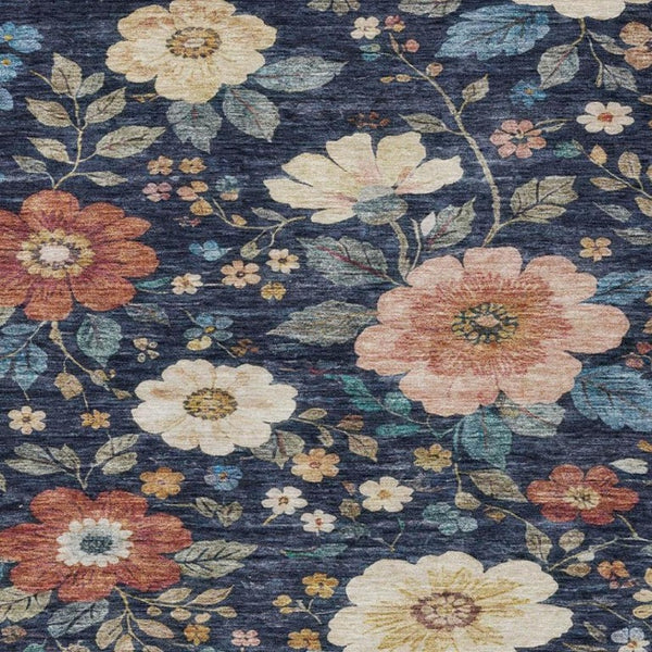 5x8 Floral Polyester Area Rug Washable Stain Resistant Indoor Outdoor Living Patio