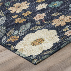 5x8 Floral Polyester Area Rug Washable Stain Resistant Indoor Outdoor Living Patio