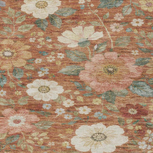 5x8 Floral Polyester Area Rug Washable Stain Resistant Indoor Outdoor Patio Accent