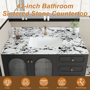 English Elm 43"X22" Bathroom Vanity Top With Undermount Sink & Backsplash In Panda White - Durable & Stylish! W509P362107