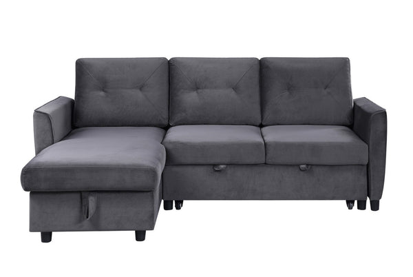 English Elm Humberto Velvet Sleeper Sectional with Reversible Chaise and Hidden Storage Space B2749S00195