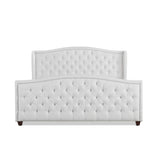 English Elm Marcella Upholstered Shelter Headboard Bed Set, King, Bright White Polyester