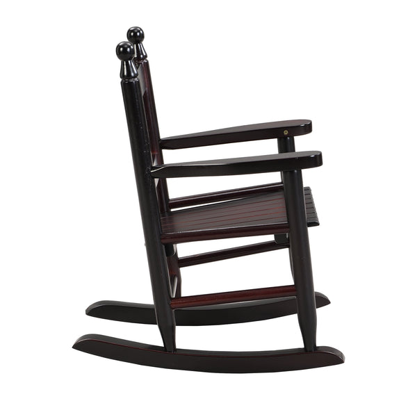 English Elm Children's Solid Oak Rocking Chair in Espresso — Sturdy Hardwood, Slatted Back, Indoor/Outdoor Use W495P194897