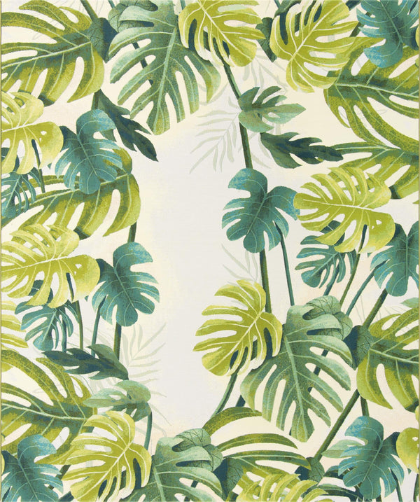 Unique Loom Outdoor Botanical Longwood Machine Made Botanical Rug Green, Olive/Ivory/Light Green 10' 0" x 12' 2"