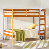 Simple Solid Wood Twin Over Twin Bunk Bed Caramel SOPB3HCAWS Walker Edison