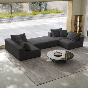 English Elm Oversized sponge cloud sofa modular 162" L-shaped sectional with chenille upholstery and 6 pillows, no-assembly comfort Grey W834S00391