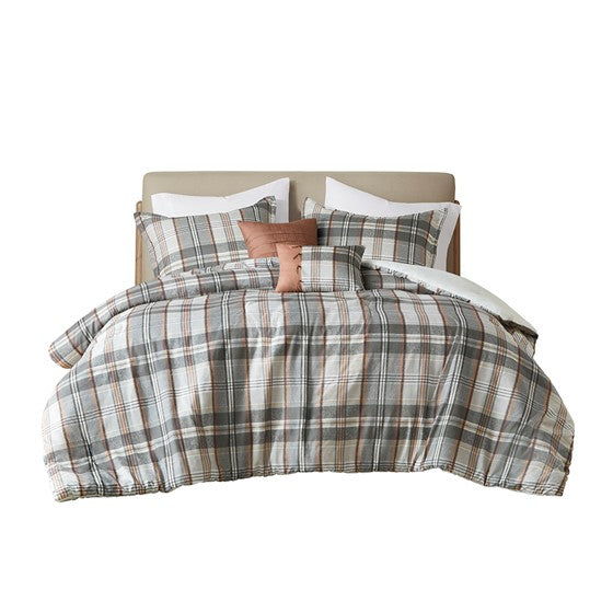 English Elm Twin/Twin Plaid Comforter Set with Anti-Microbial Microfiber, Sham & Decorative Pillows, Cozy Durable B035P203244