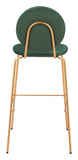 Odessa Barstool - Set of 2 Green & Gold 109806 Zuo Modern