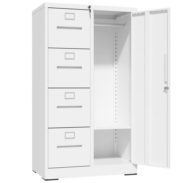 English Elm Metal Four Drawer Filing Cabinet with Lock Steel Storage for Home Office Bedroom White W2735P457275