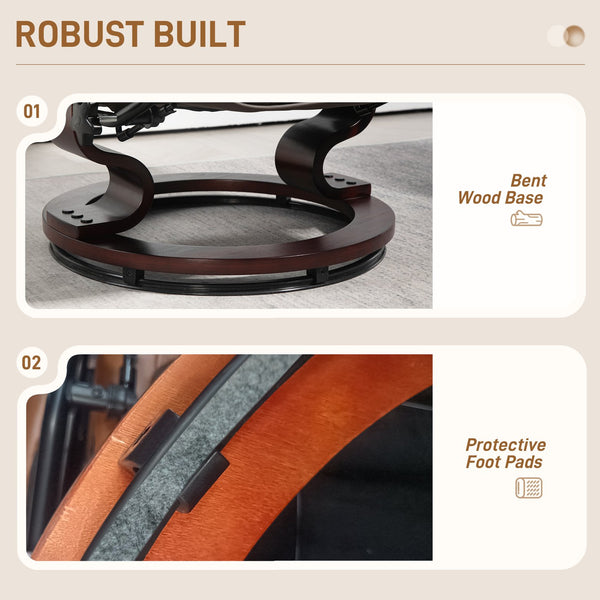 English Elm HOMCOM PU Leather Recliner with Ottoman — Swivel High Back Armchair, 135° Adjustable, Plush Padding Brown W2225P217432