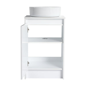 English Elm 32" Modern Freestanding Bathroom Vanity With Art Ceramic Sink & Small Storage Cabinet - Glossy White W999S00432