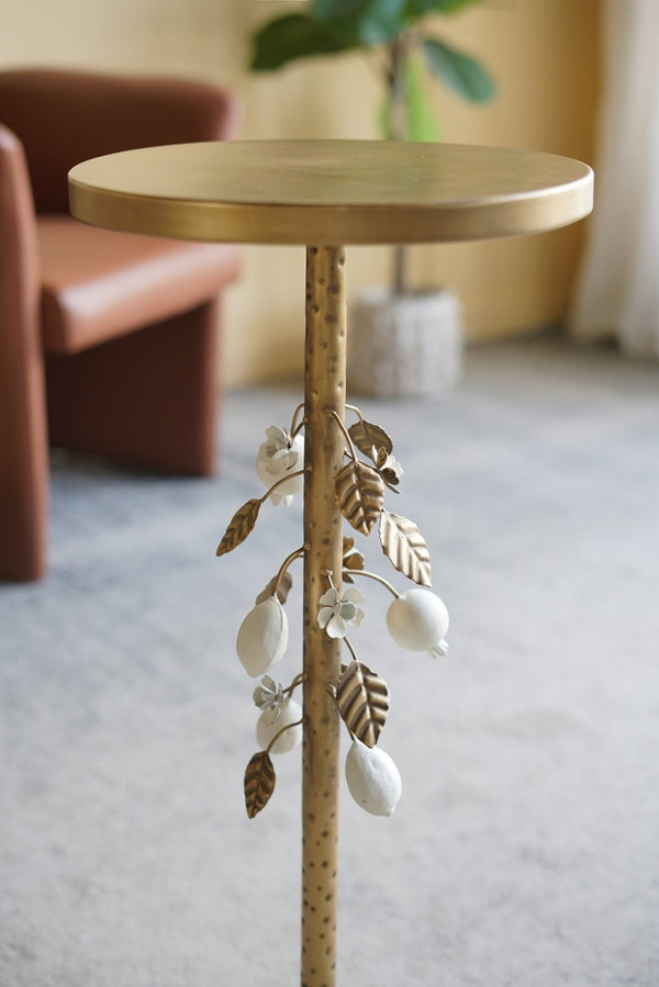 English Elm 11.8x11.8x18.1" Paulownia Wood Sculptural Side Table with Mosaic Hourglass Base W2078P461598