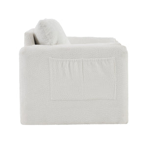 English Elm 002 Plush Chenille Accent Chair with High-Resilience Cushion, Compact Single Seater for Cozy Living Spaces W2636P232353