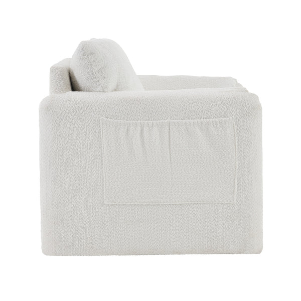 English Elm 002 Plush Chenille Accent Chair with High-Resilience Cushion, Compact Single Seater for Cozy Living Spaces W2636P232353