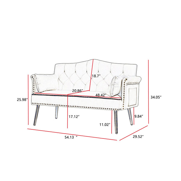 English Elm Black Velvet Loveseat Sofa - Compact 2-Seater Velvet Couch with Metal Legs, Easy Assembly, Durable Comfort W588P340030