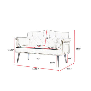 English Elm Cream Velvet Loveseat Sofa - Cream White Velvet 2-Seater, Metal Legs, Compact Stylish Couch for Small Spaces W588P340029