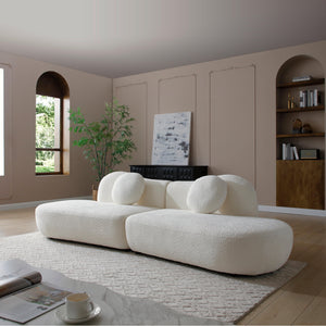 English Elm Modern Curved Modular Sofa - Elegant Boucle 3-Seat Design For Living Rooms, Easy Assembly & Comfort W2664S00038