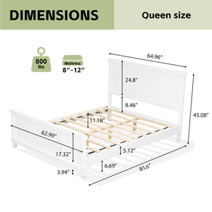 English Elm Christopher Knight Home® - Queen Solid Wood Bed Platform White Farmhouse Design, Sturdy Slats Support 800 lbs, No Box Spring Needed, Fits 8-12" Mattresses, Minimalist American Style N758Q906667K