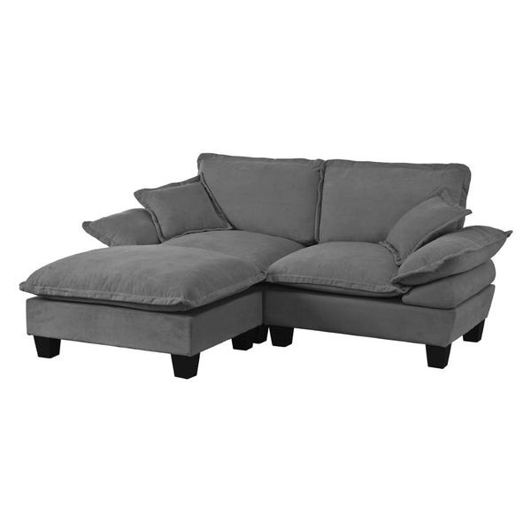 English Elm Modular Cloud Sectional Sofa Chenille Upholstered with Ottoman for Apartment Living Grey W3163S00112