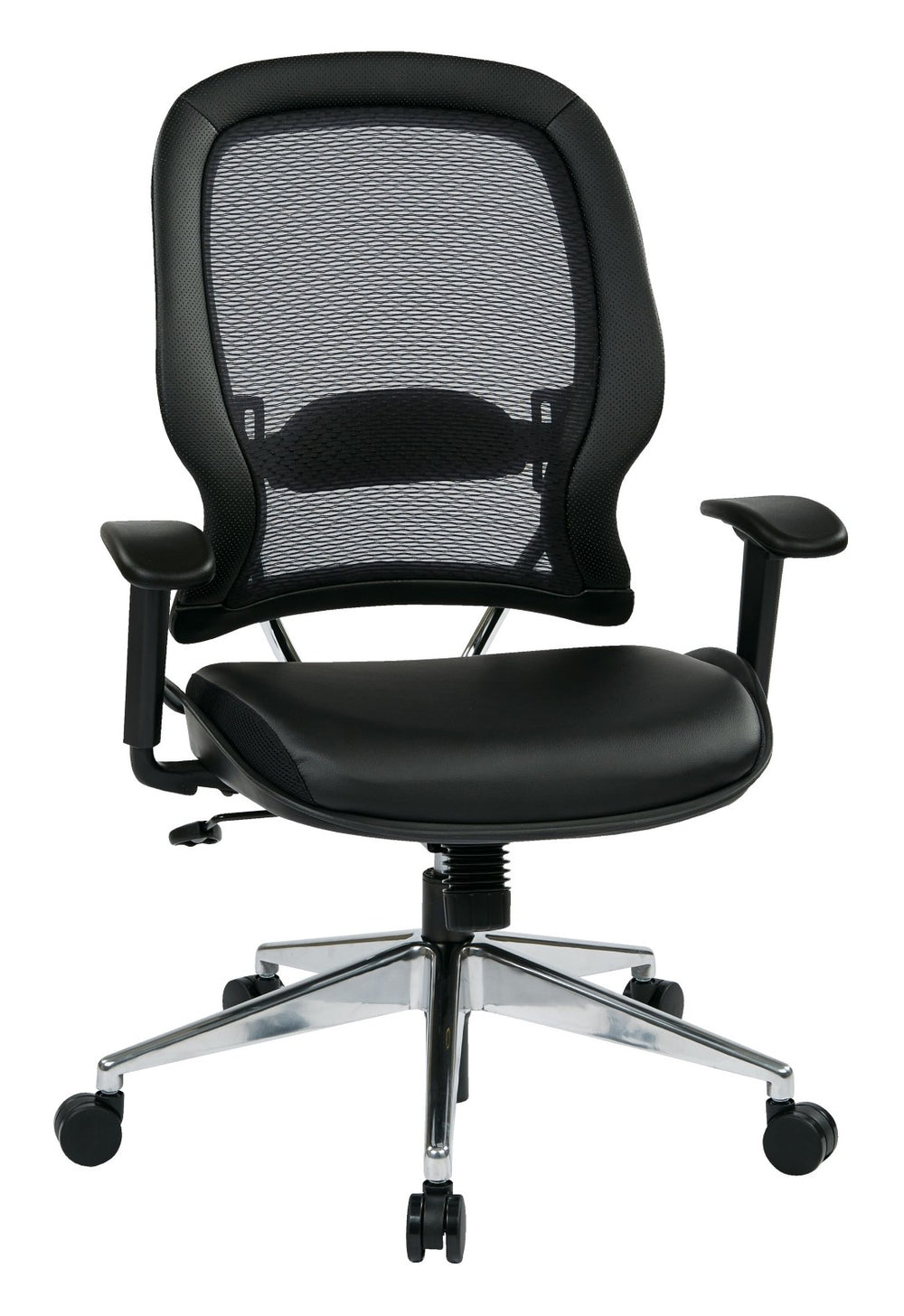 OSP Home Furnishings Professional Ergonomic Office Chair with Airgrid Back Bonded Leather Seat and Lumbar Support 335-E37P918P