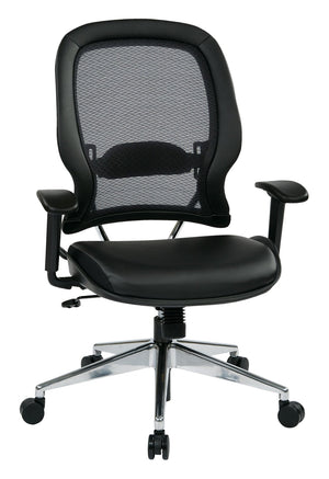 OSP Home Furnishings Professional Ergonomic Office Chair with Airgrid Back Bonded Leather Seat and Lumbar Support 335-E37P918P