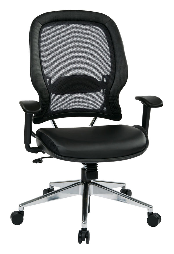 OSP Home Furnishings Professional Ergonomic Office Chair with Airgrid Back Bonded Leather Seat and Lumbar Support 335-E37P918P