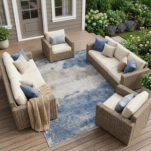 9 X 12 Abstract Polyester Area Rug Stain Resistant Indoor Outdoor Living Patio