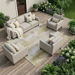 10x14 Abstract Polyester Area Rug Washable Stain Resistant Indoor Outdoor Patio