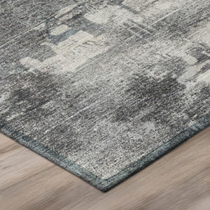 10 X 14 Abstract Gray Polyester Area Rug Washable Stain Resistant Indoor Outdoor