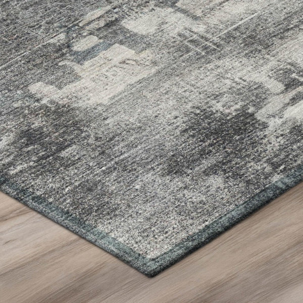 10 X 14 Abstract Gray Polyester Area Rug Washable Stain Resistant Indoor Outdoor