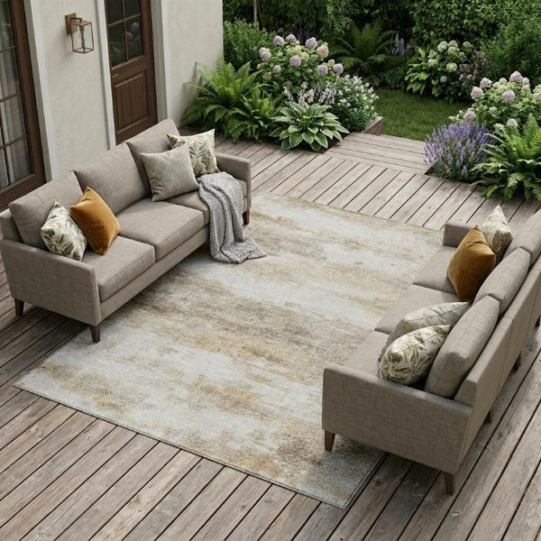 8 X 10 Abstract Polyester Area Rug Stain Resistant for Indoor Outdoor Spaces