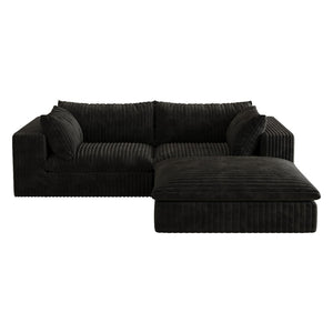 English Elm 39.8" Cloud Modular Sofa Plush Corduroy Deep Seat Feather Fill Living Room Couch Black W2824S00188