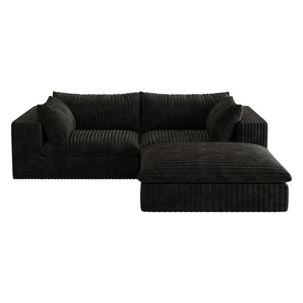 English Elm 39.8" Cloud Modular Sofa Plush Corduroy Deep Seat Feather Fill Living Room Couch Black W2824S00188