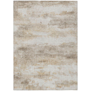 HomeRoots 10 X 14 Khaki Brown Abstract Polyester Area Rug Stain Resistant Indoor Outdoor 746025