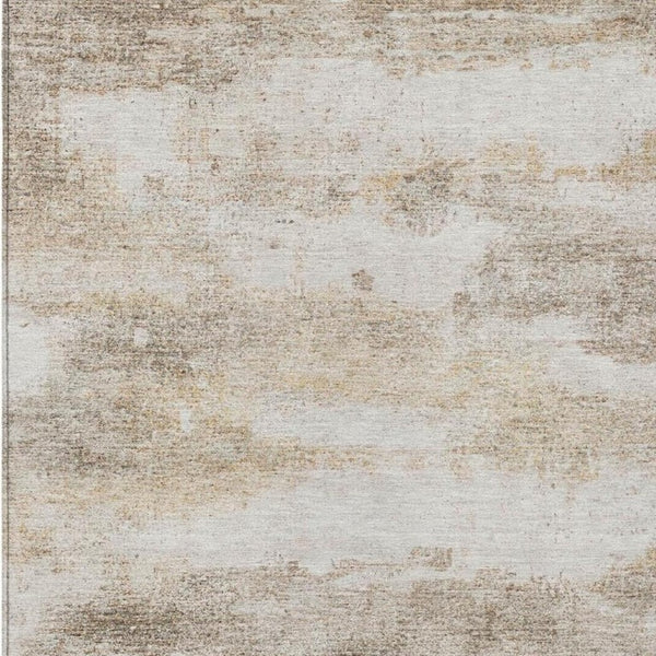 10 X 14 Khaki Brown Abstract Polyester Area Rug Stain Resistant Indoor Outdoor