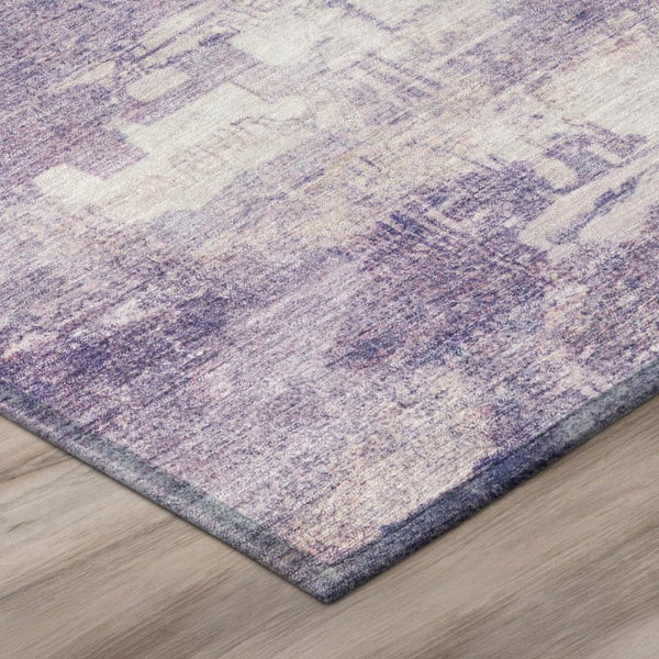 5x8 Abstract Lavender Purple Washable Polyester Rug for Patio Porch or Living Room