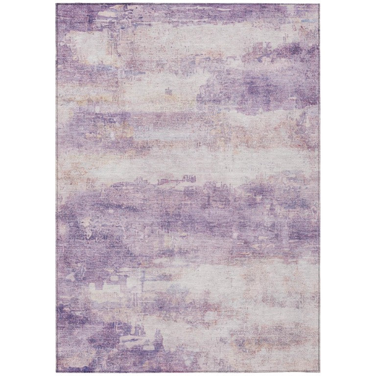 HomeRoots 8 X 10 Abstract Lavender Polyester Area Rug Washable Stain Resistant Patio Porch 746029