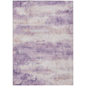 HomeRoots 9 X 12 Lavender Purple Abstract Polyester Washable Rug for Patio or Living Room 746030