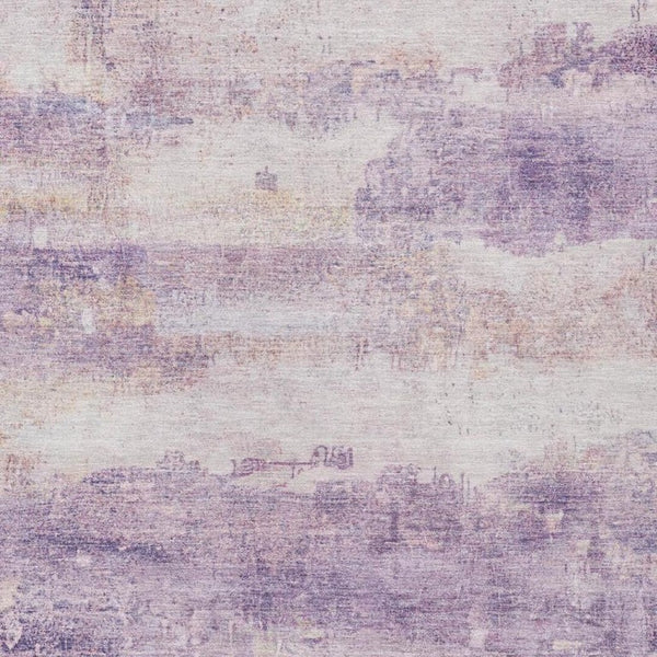 9 X 12 Lavender Purple Abstract Polyester Washable Rug for Patio or Living Room
