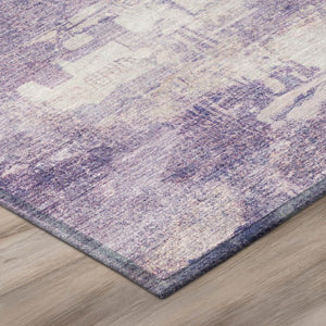 9 X 12 Lavender Purple Abstract Polyester Washable Rug for Patio or Living Room