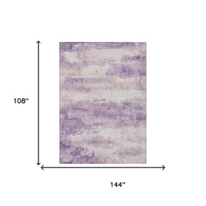 9 X 12 Lavender Purple Abstract Polyester Washable Rug for Patio or Living Room