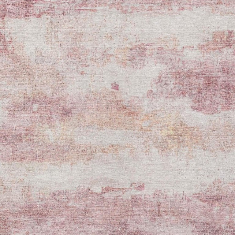 HomeRoots 5 X 8 Abstract Pink Tan Washable Polyester Rug for Patio Porch or Living Room 746033
