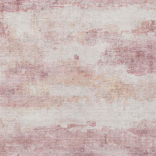 5 X 8 Abstract Pink Tan Washable Polyester Rug for Patio Porch or Living Room