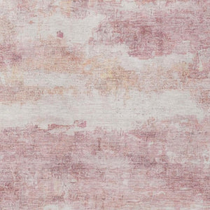 5 X 8 Abstract Pink Tan Washable Polyester Rug for Patio Porch or Living Room