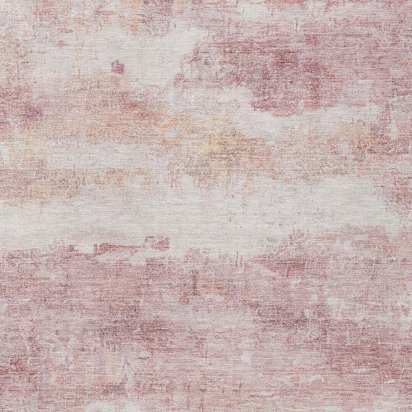 5 X 8 Abstract Pink Tan Washable Polyester Rug for Patio Porch or Living Room