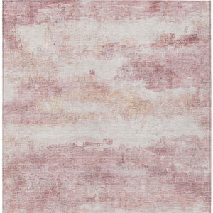 5 X 8 Abstract Pink Tan Washable Polyester Rug for Patio Porch or Living Room
