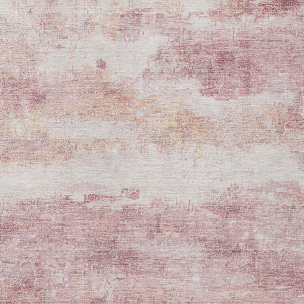8 X 10 Pink Tan Abstract Polyester Area Rug Washable for Indoor Outdoor Spaces