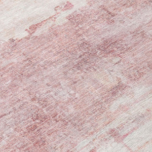 9 X 12 Abstract Pink Tan Polyester Area Rug Washable Stain Resistant Indoor Outdoor